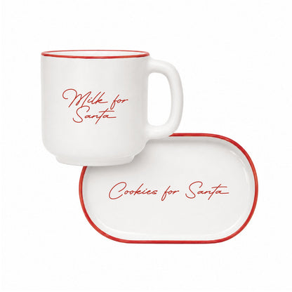 Coffee Set Milk & Cookies for Santa — Candy Cane Edition 🔴⚪️