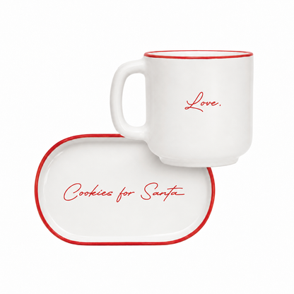 Coffee Set Milk & Cookies for Santa — Candy Cane Edition 🔴⚪️