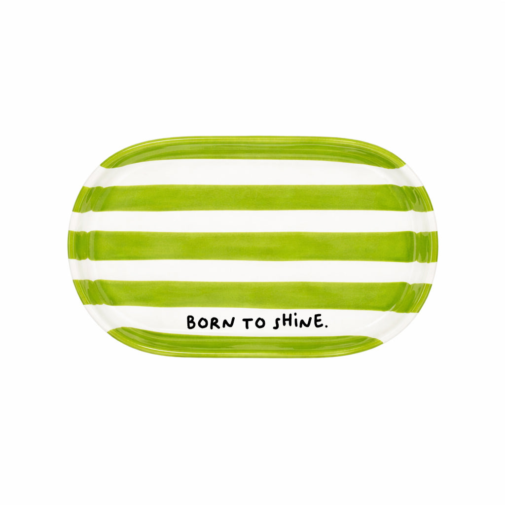 Plato Zebra Verde Limón